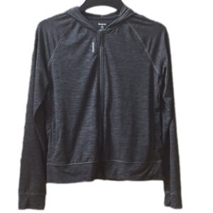 REEBOK girls lightweight dark heather gray hooded zip up. Size XL(16)